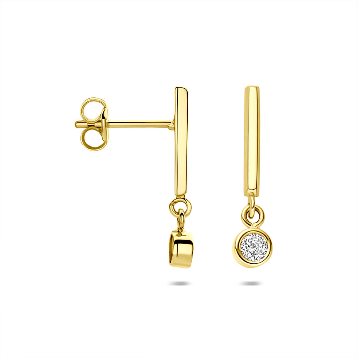 Fantasy Collection Hangende oorbellen zirkonia 17,5 mm 14K geelgoud