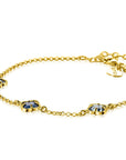 ZINZI gold plated zilveren schakel armband met twee lichtblauwe klavers en een donkerblauwe klaver in het midden 17-20cm ZIA2662B - PansiteNederland.nl
