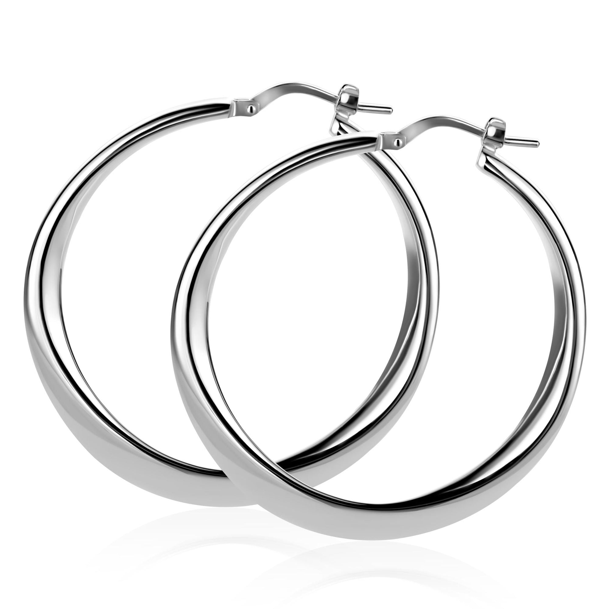 ZINZI zilveren oorringen met organisch gevormde buis 3,5mm breed en handige bovensluiting 40mm ZIO2702 - PansiteNederland.nl