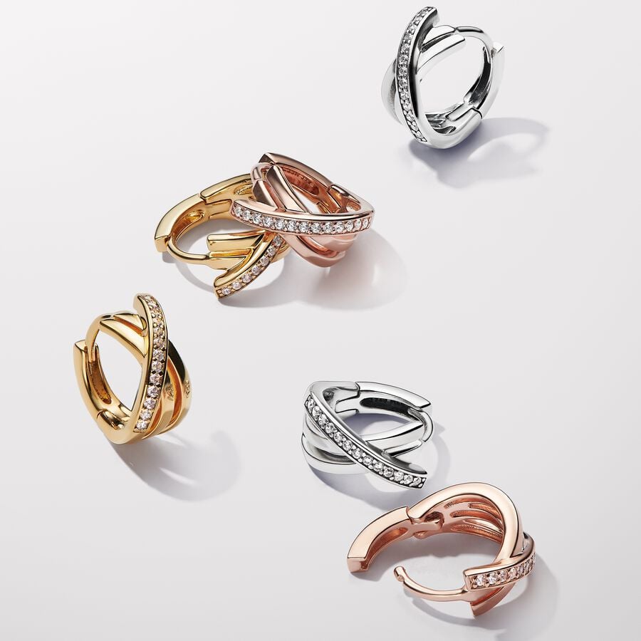 Pandora Gekruiste Pavé Oorbellen zilver - 293150C01