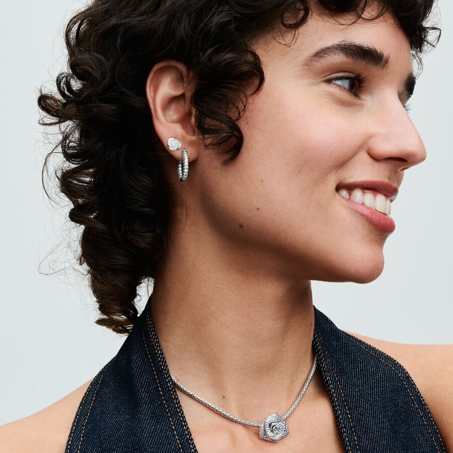 Pandora Witte roos in bloei oorbellen zilver - 293209C01