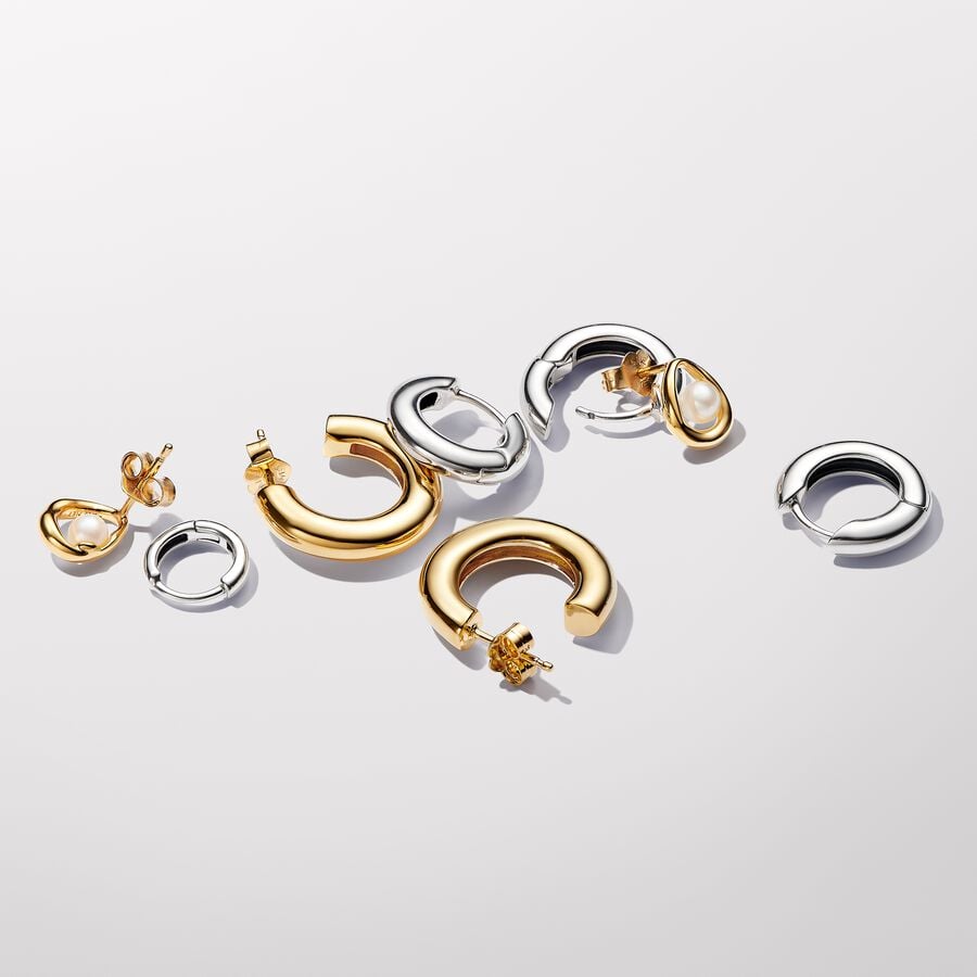 Pandora Organisch V-vormige Open Oorbellen zilver - 293290C00
