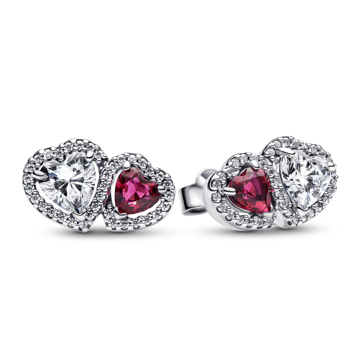 Pandora Halo Harten Oorbellen zilver