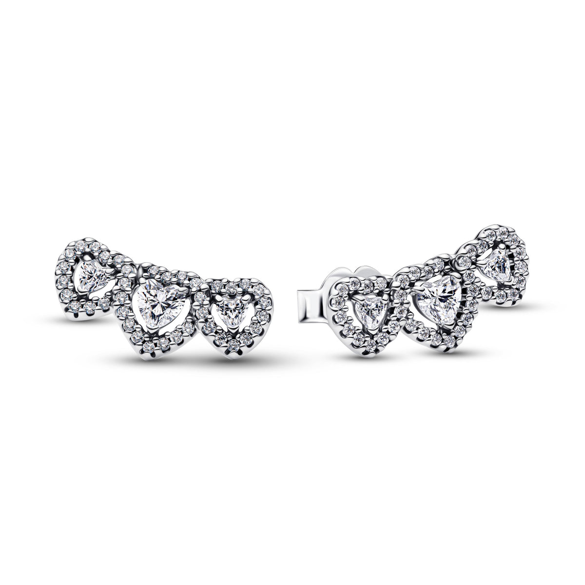 Pandora Stralenkrans Hart Trilogie Oorbellen zilver