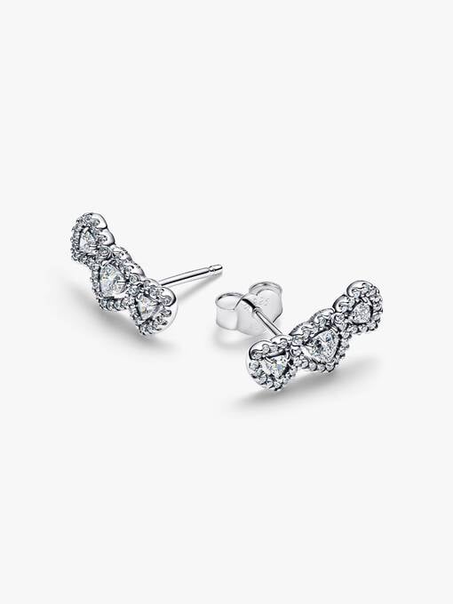 Pandora Stralenkrans Hart Trilogie Oorbellen zilver - 294411C01