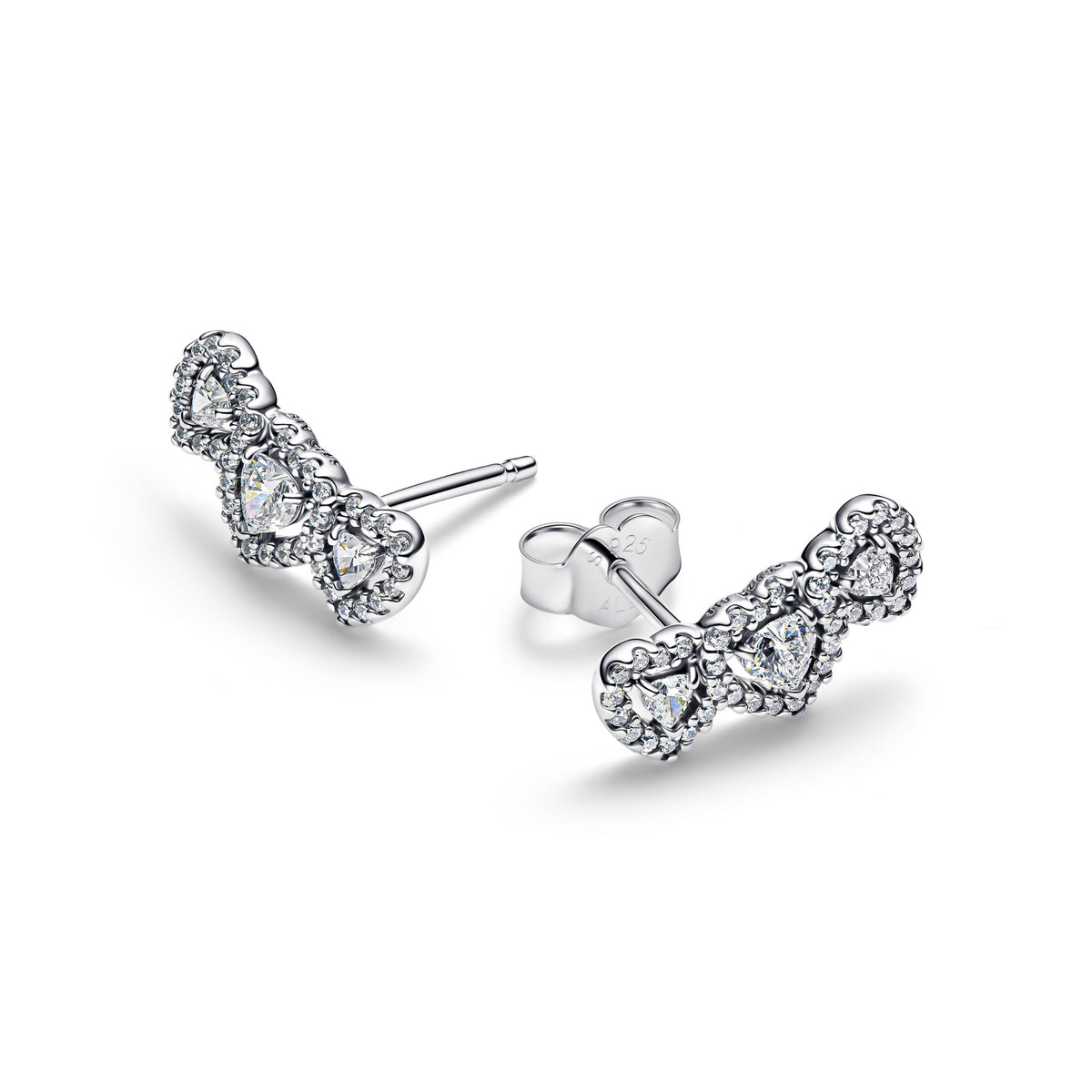 Pandora Stralenkrans Hart Trilogie Oorbellen zilver 294411C01