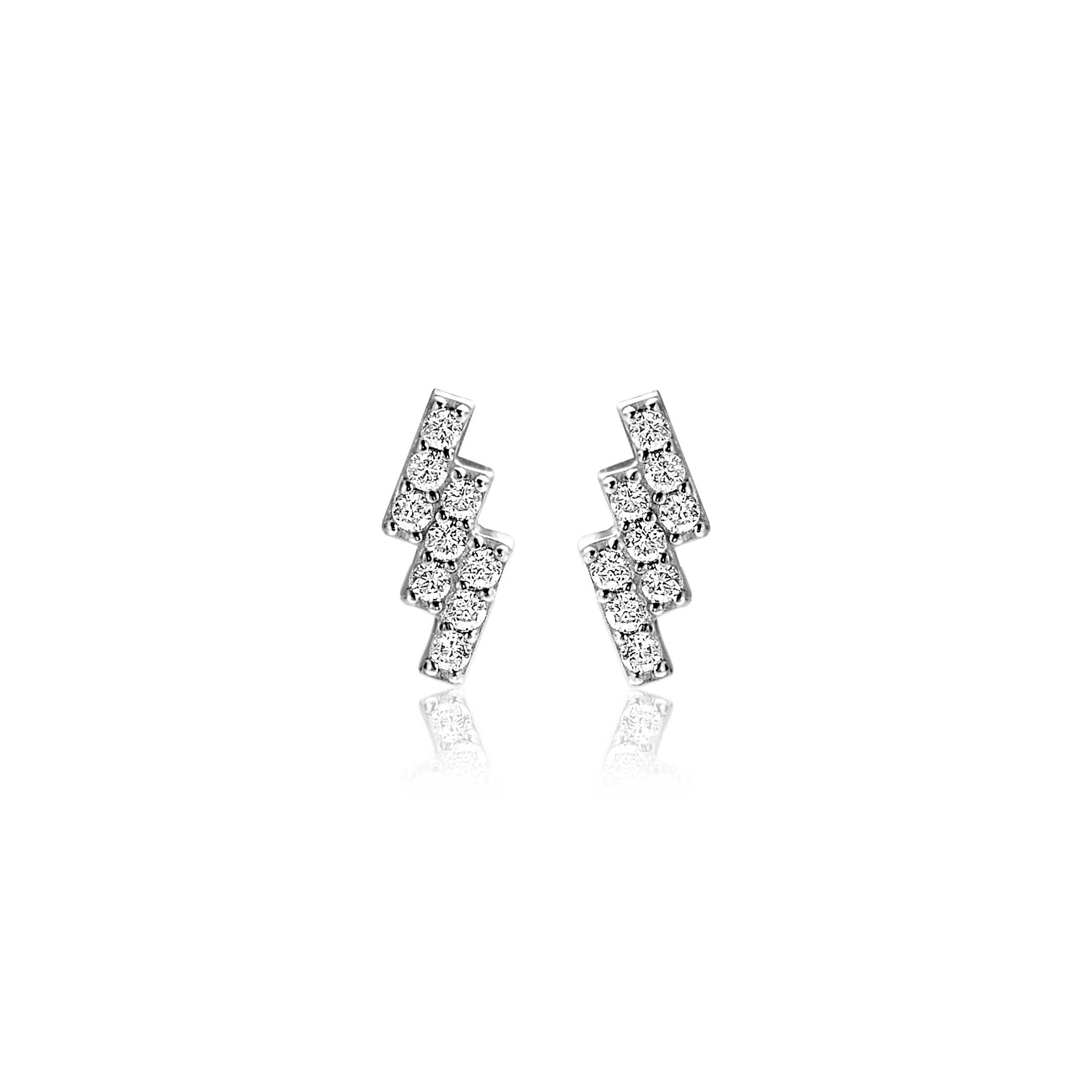 ZINZI Zilveren Oorknoppen met Witte Zirkonia oorhangers - ZIO2547