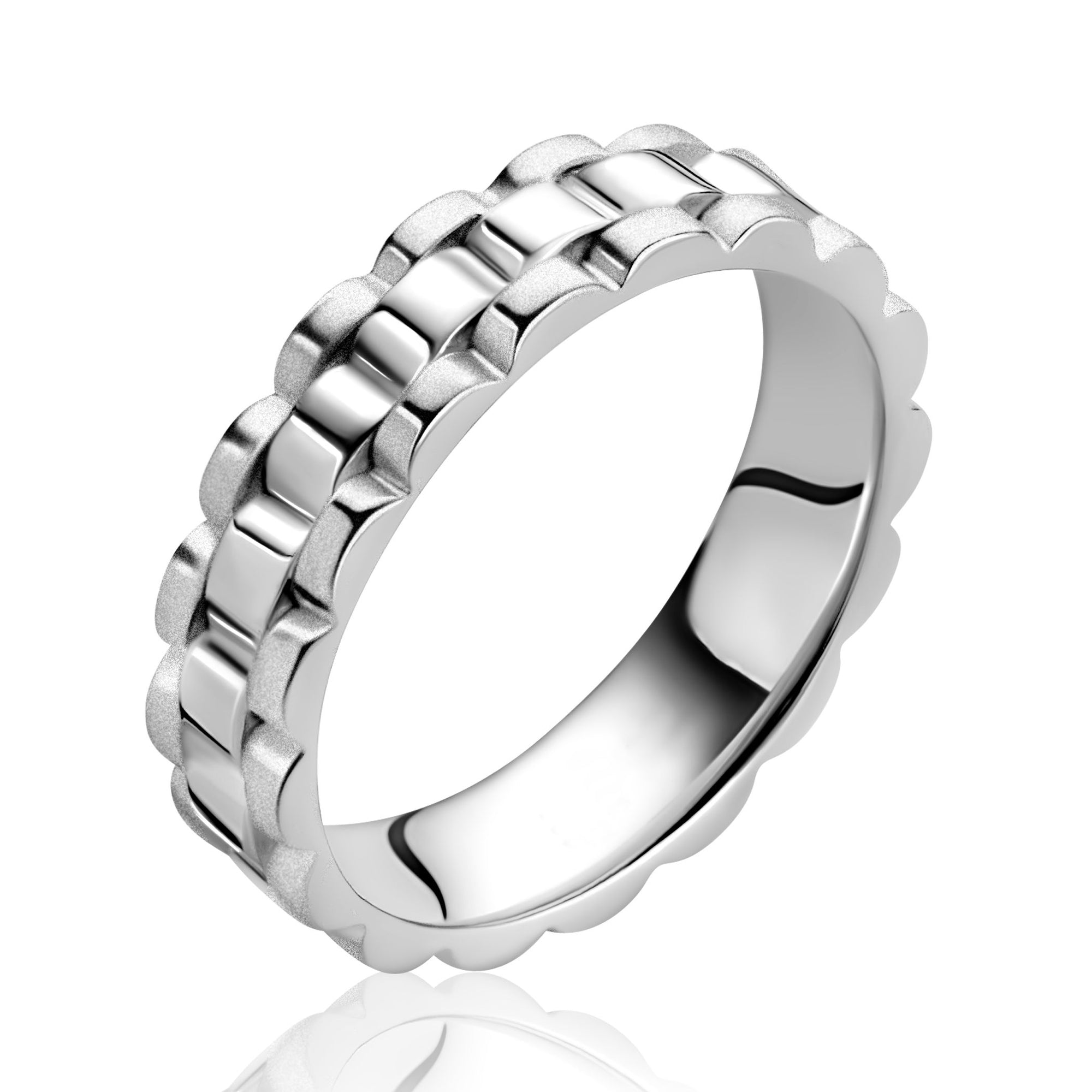 ZINZI zilveren ring (5mm breed) rolex-style schakel glanzend en satiné ZIR2736 - PansiteNederland.nl