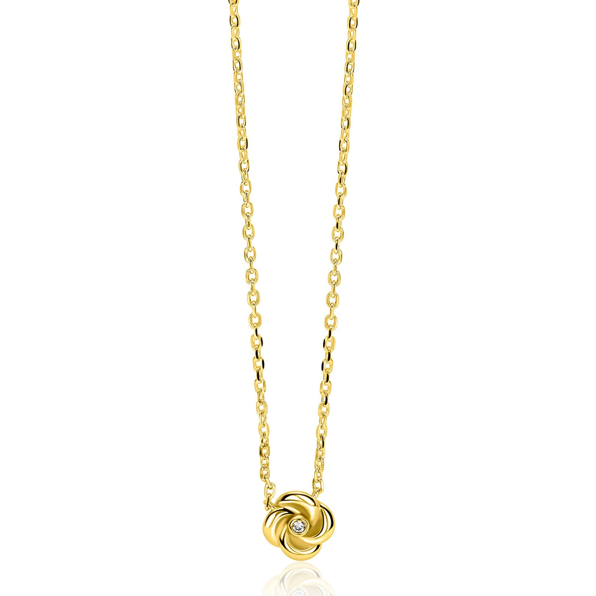 ZINZI Verguld Zilveren Ketting met Witte Zirkonia ZIC2872Y