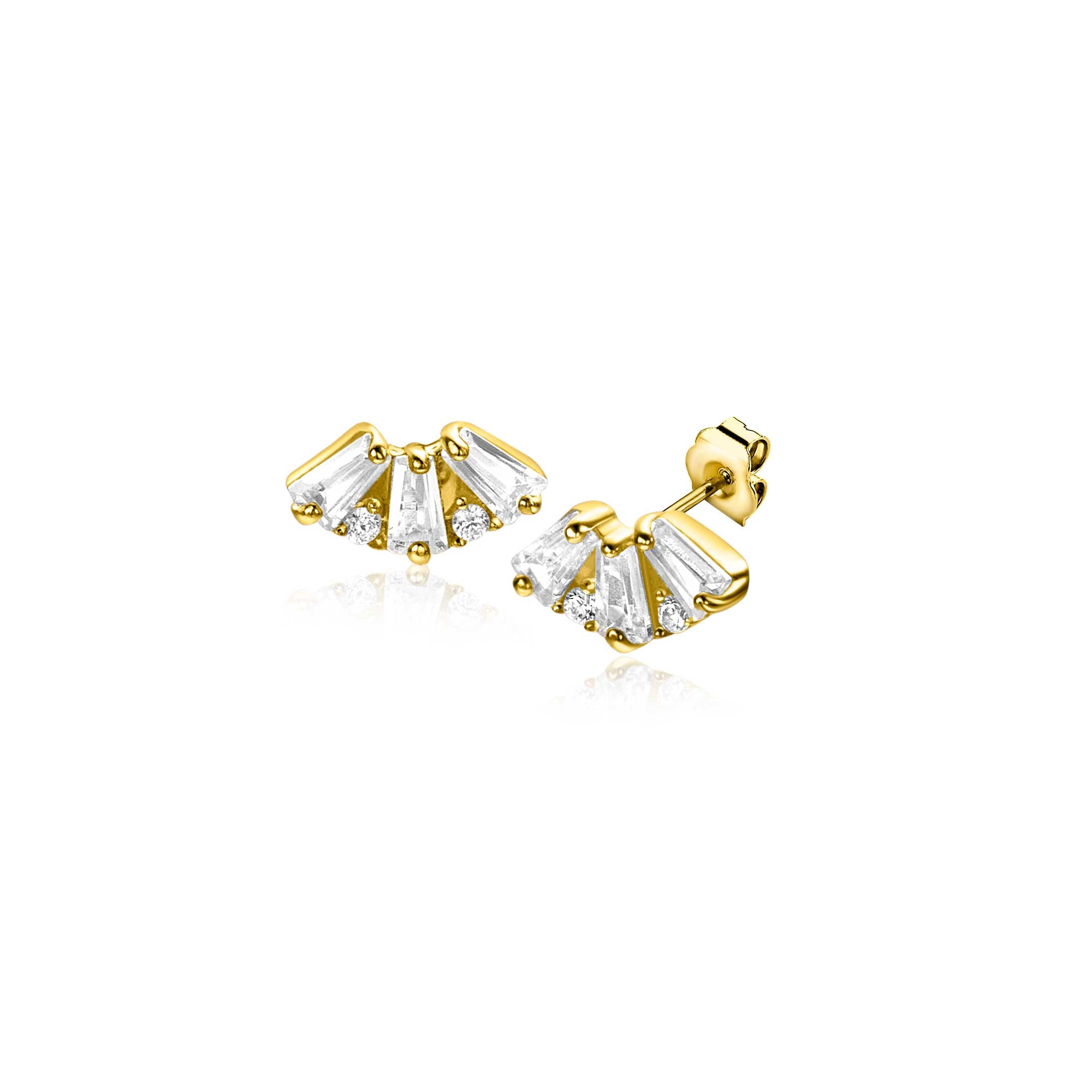 ZINZI 14K Gouden Oorknoppen met Witte Zirkonia ZGO520 oorbellen