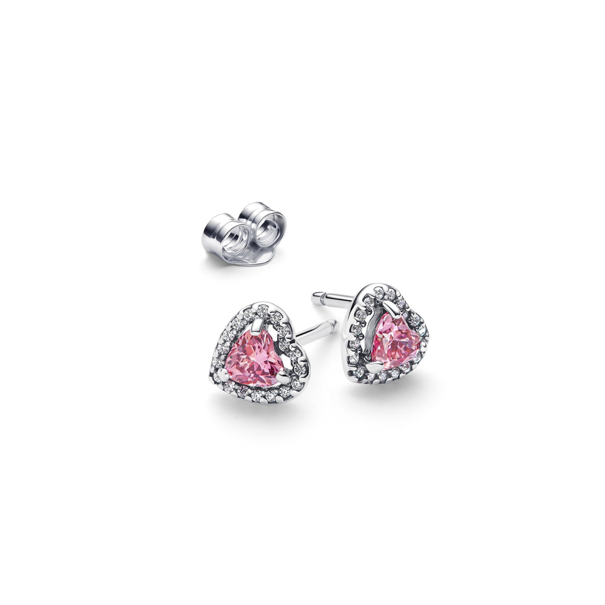 Pandora Verhoogd Roze Hart Oorbellen zilver 298427C02