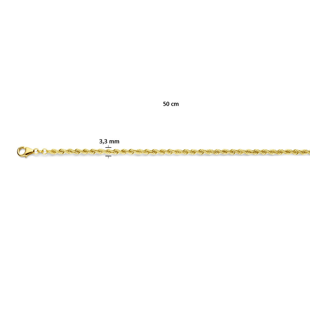 Fantasy Collection Collier koord 3,3 mm massief 14K geelgoud