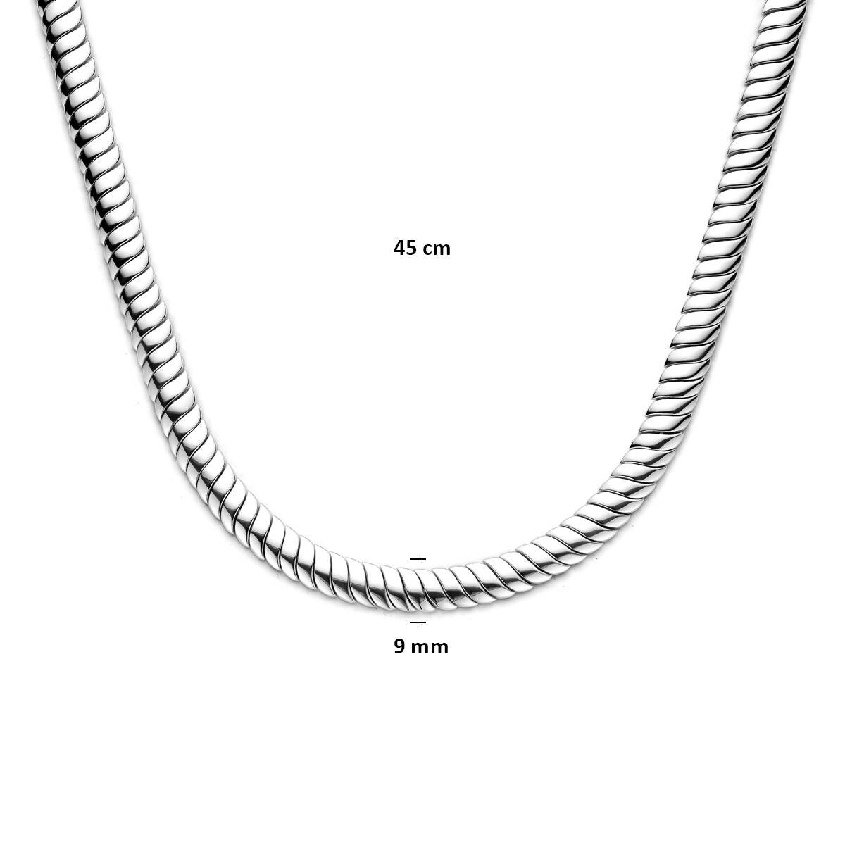 Fantasy Collection Collier omega 9 mm 45 cm zilver gerhodineerd