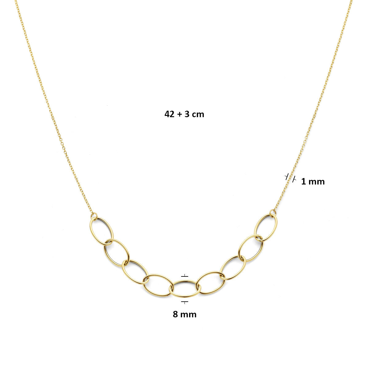 Fantasy Collection Collier 8 mm 42 + 3 cm 14K geelgoud