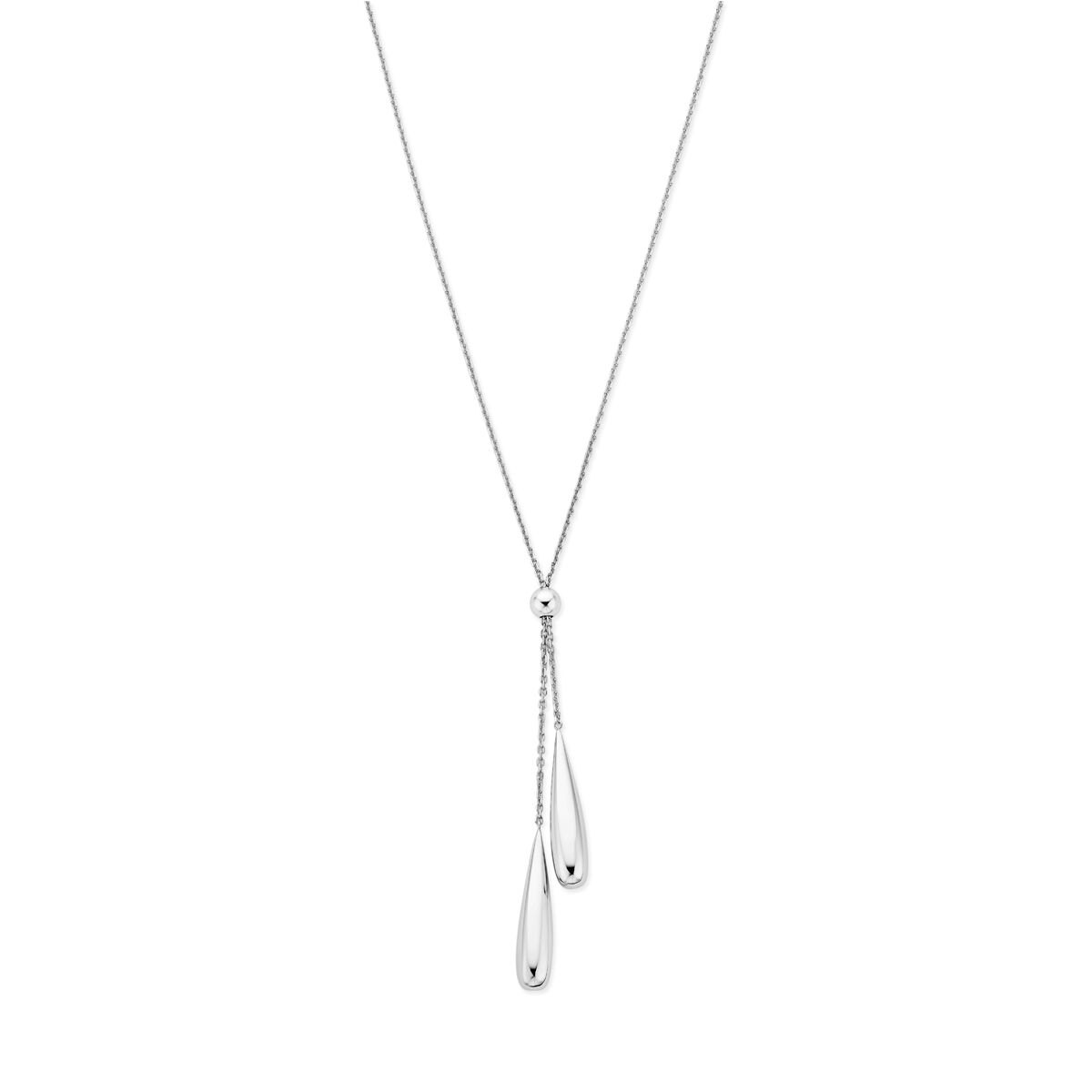 Fantasy Collection Y-collier druppels 70 cm zilver gerhodineerd