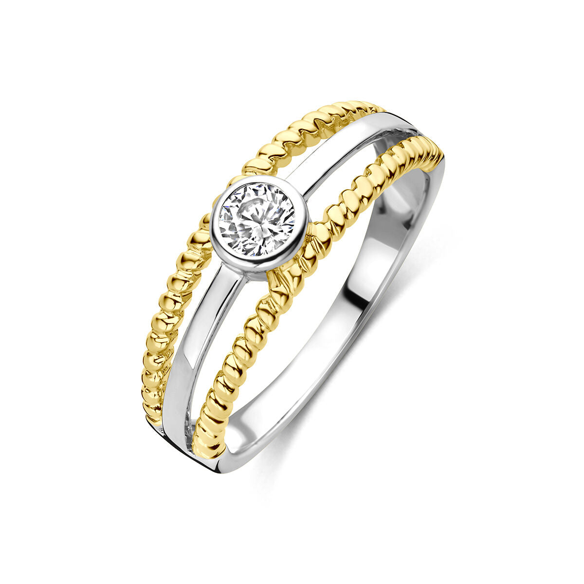 Ring zirkonia 3 micron zilver verguld briljant