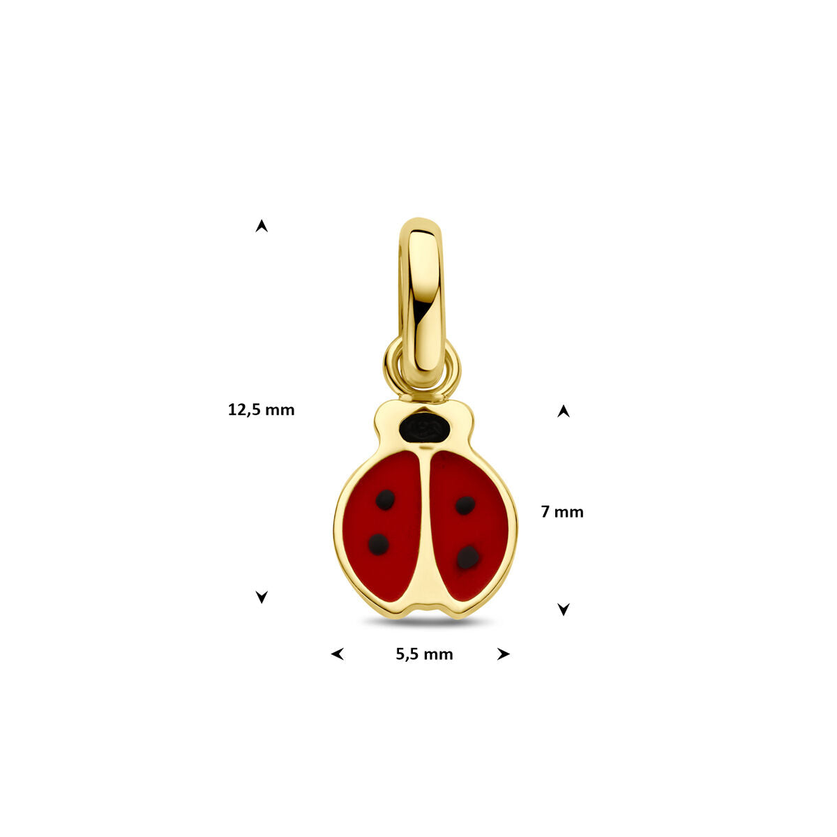 Hanger lieveheersbeestje 9K geelgoud 7 mm