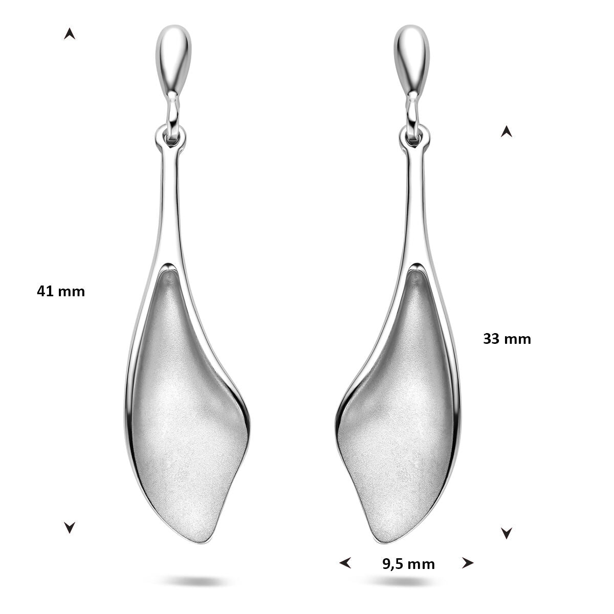 Fantasy Collection Hangende oorbellen poli/mat 41 mm zilver