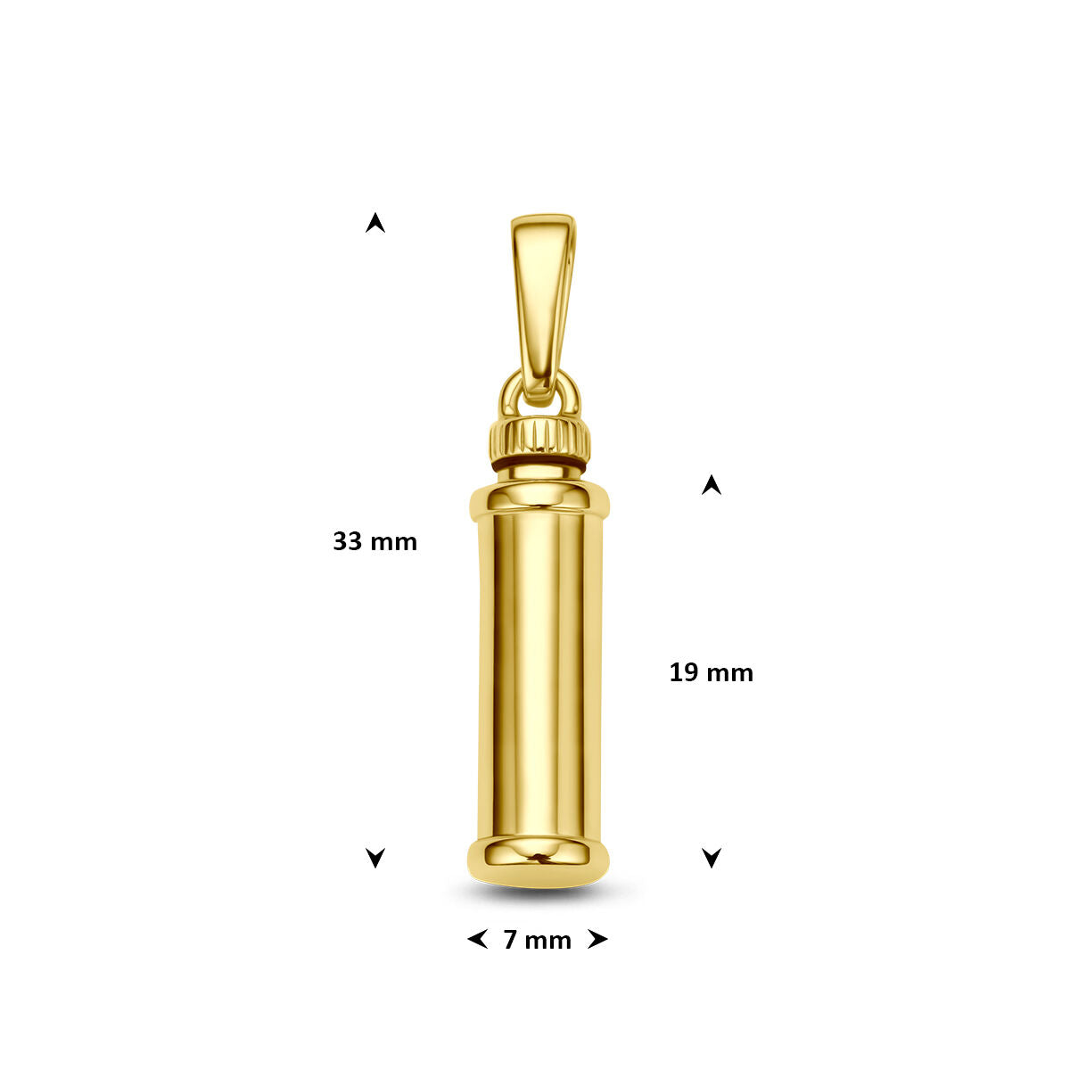 Urnhanger poli 9K geelgoud 19 mm