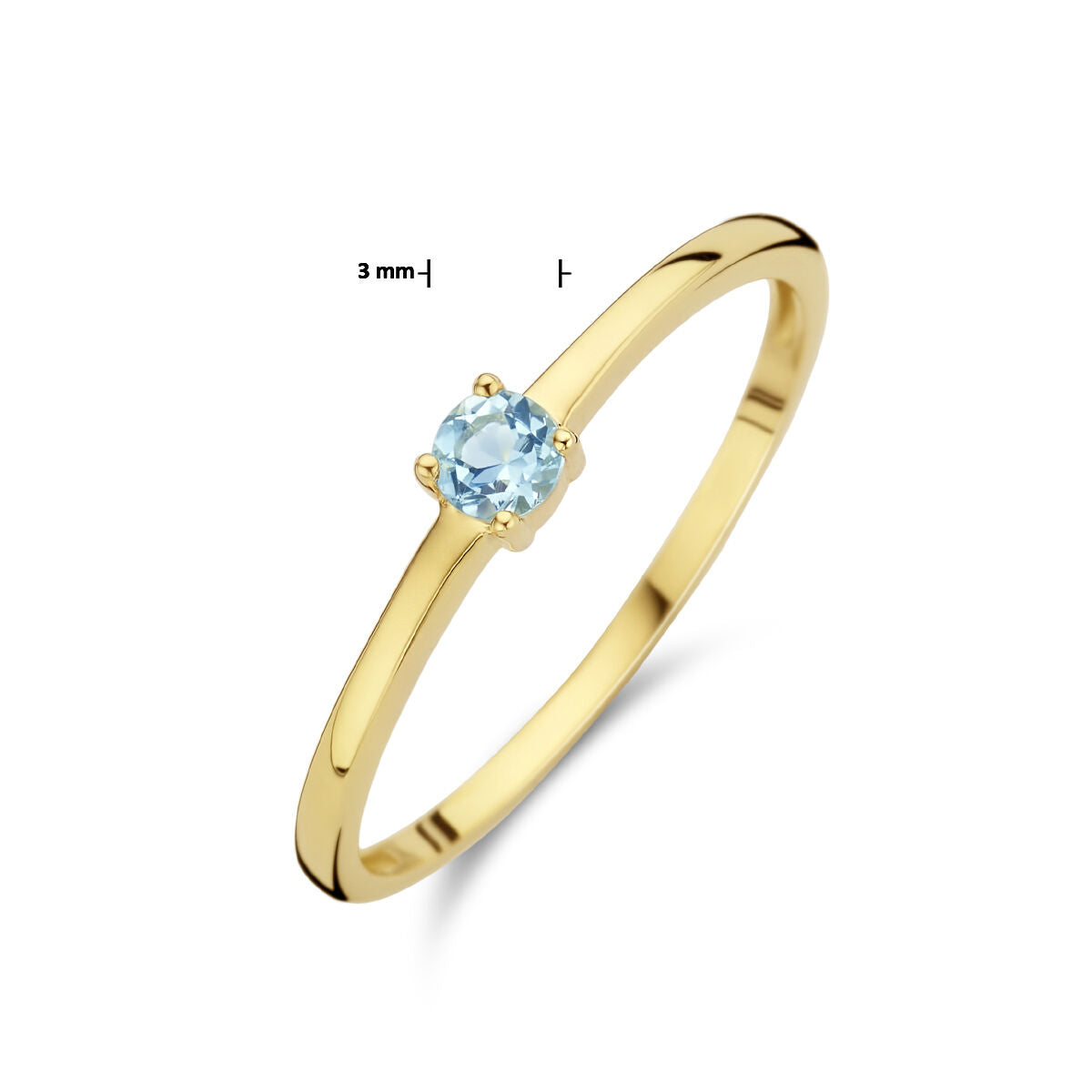 Ring met geboortesteen aquamarijn maart 14K geelgoud