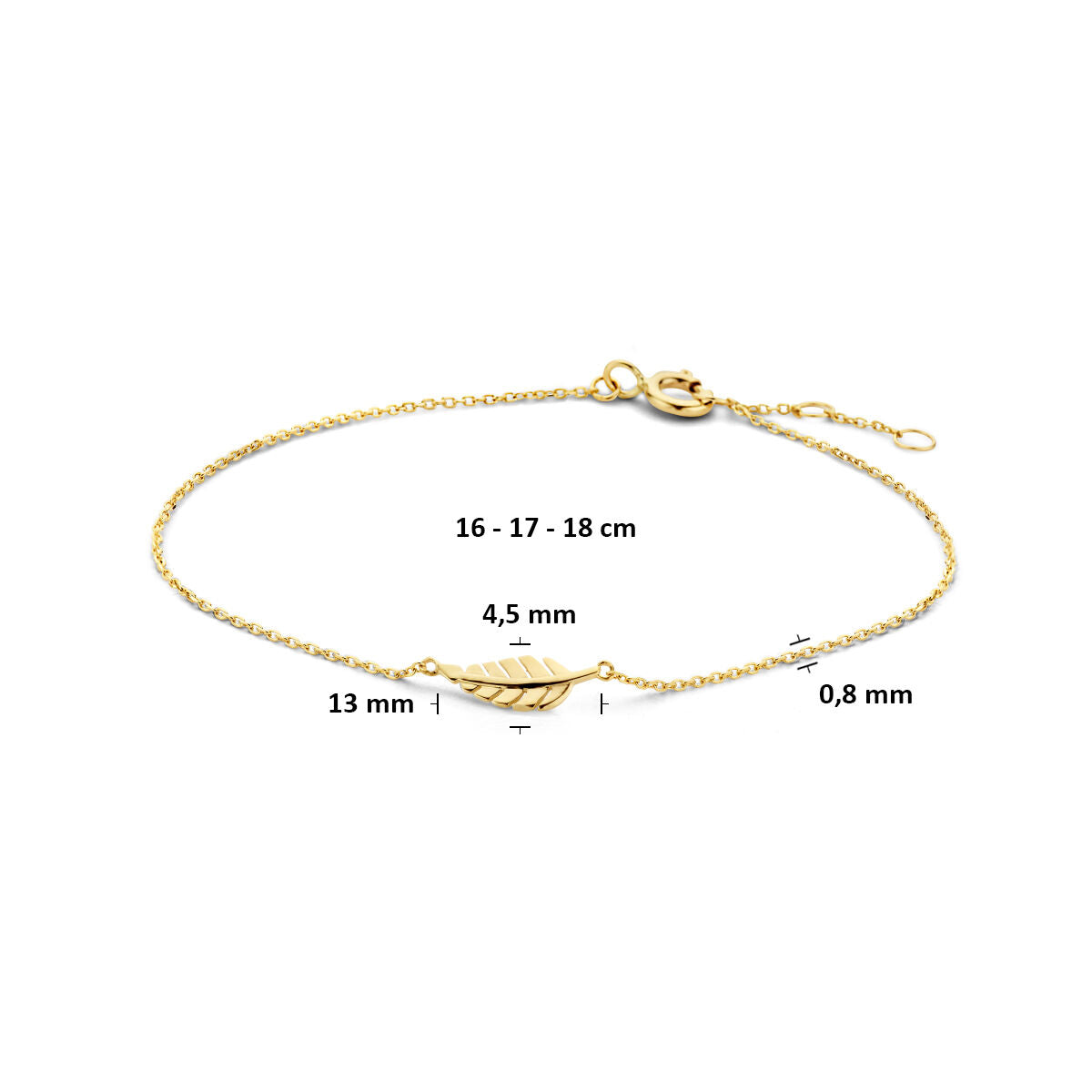 Fantasy Collection 9K armband veer 16 - 17 - 18 cm 9K geelgoud