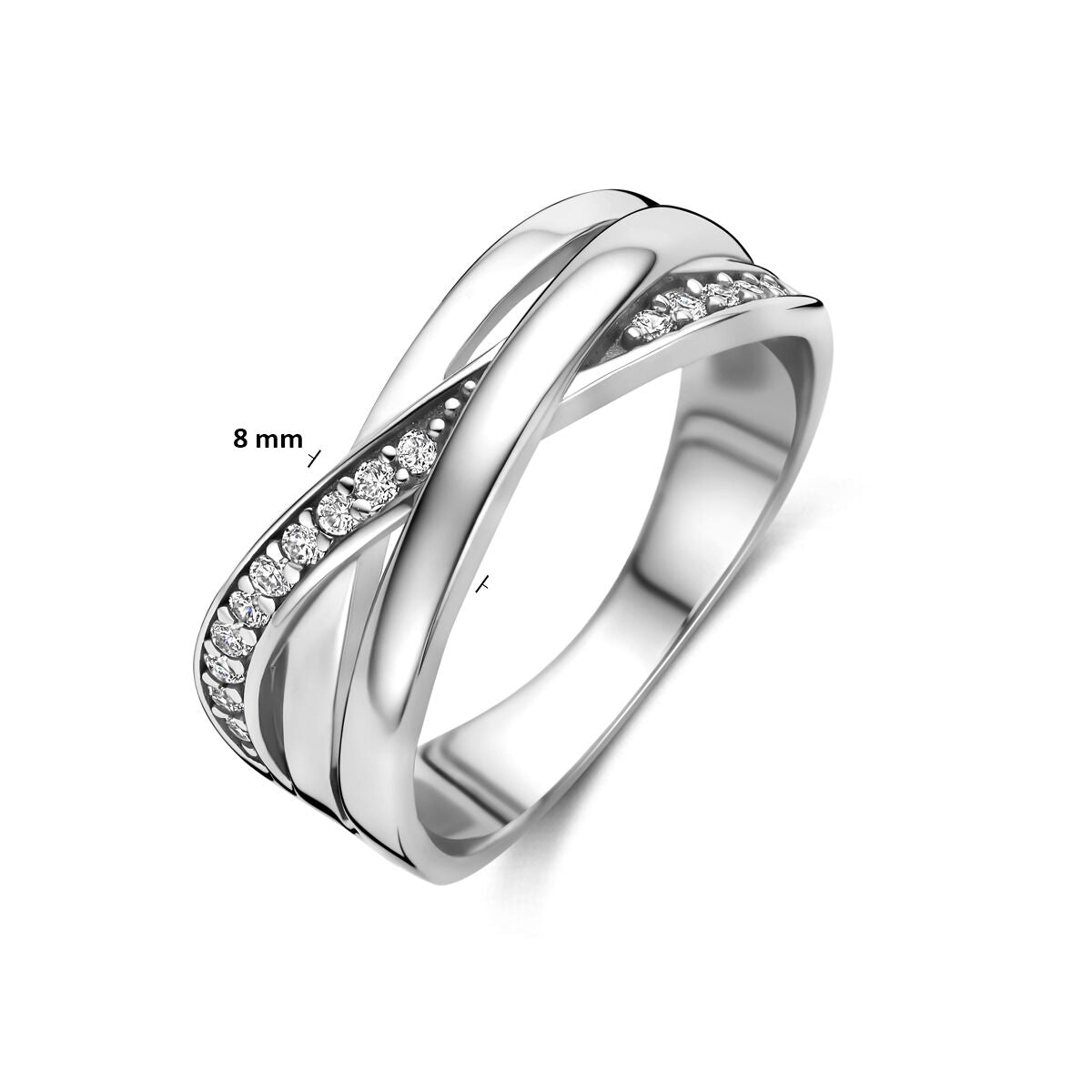 Ring zirkonia zilver gerhodineerd briljant