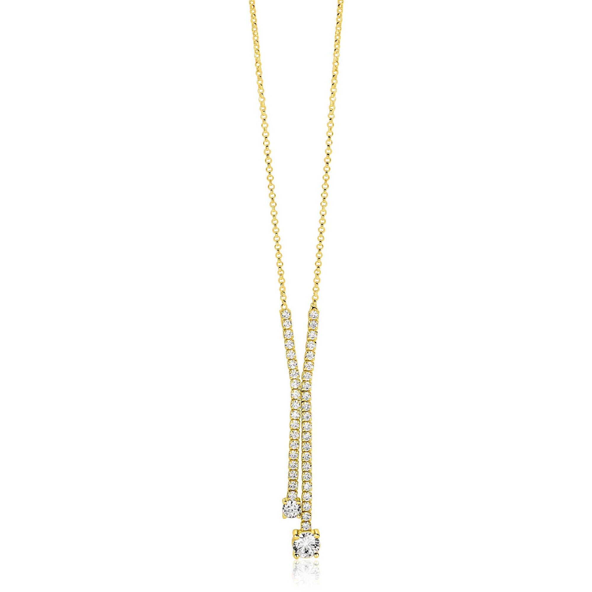 ZINZI Verguld Zilveren Ketting met Witte Zirkonia ZIC2894Y