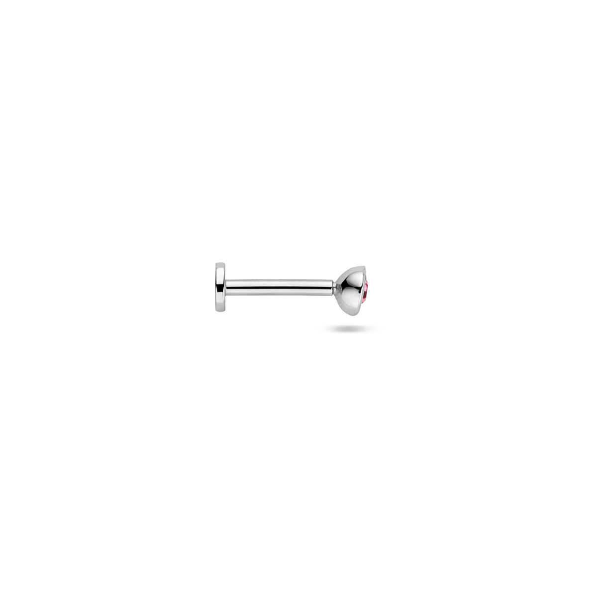 Fantasy Collection Flat back piercing roze strass 3 mm zilver