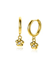 Zinzi 22mm gold plated zilveren oorringen 14mm met bungelende bloemetjes bezet met witte zirkonia ZIO2620 - PansiteNederland.nl