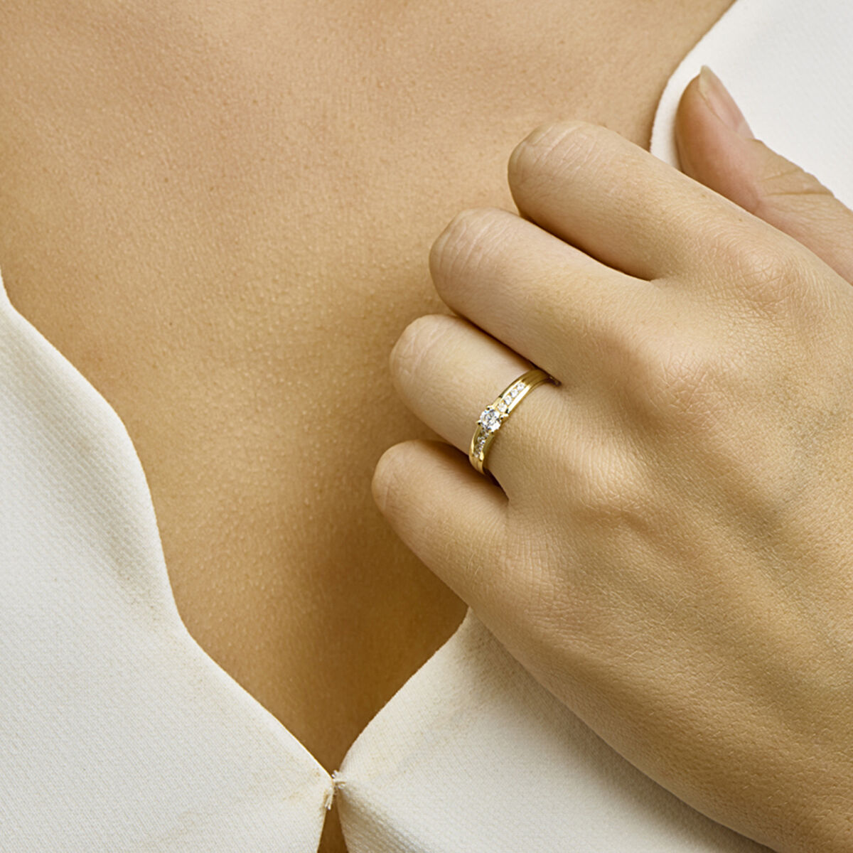 9K Gouden Geel Kleurig Ring met Zirkonia - 8000244 - PansiteNederland.nl