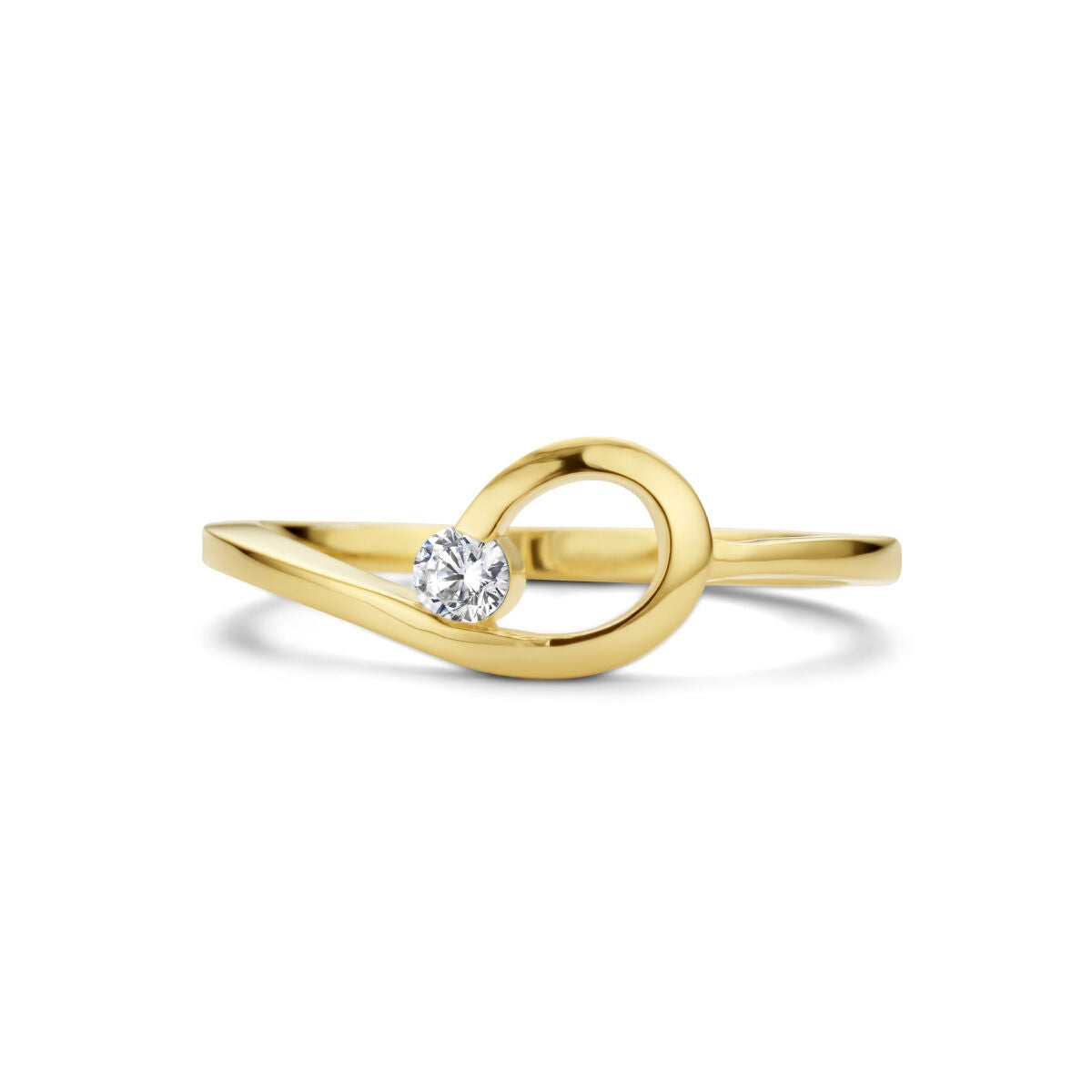 Ring zirkonia 14K geelgoud