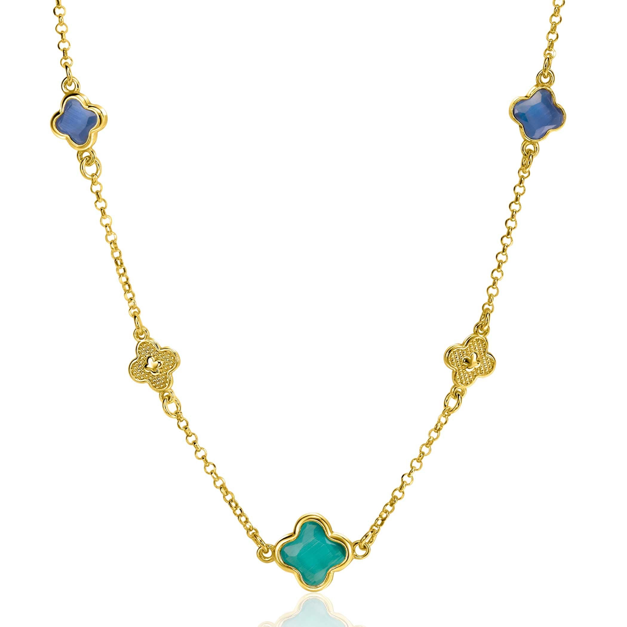 ZINZI Verguld Zilveren Ketting met Zirkonia - ZIC2583