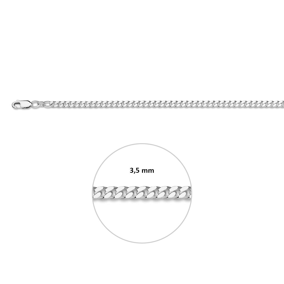 Fantasy Collection Gourmette 4 zijdes geslepen 3,5 mm zilver wit
