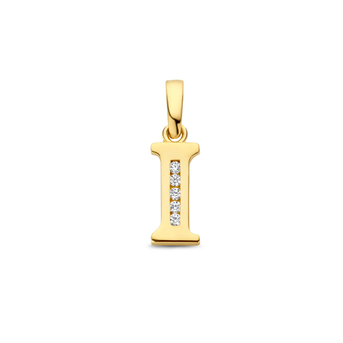 Hanger letter I zirkonia 14 mm 14K geelgoud #Letter_I