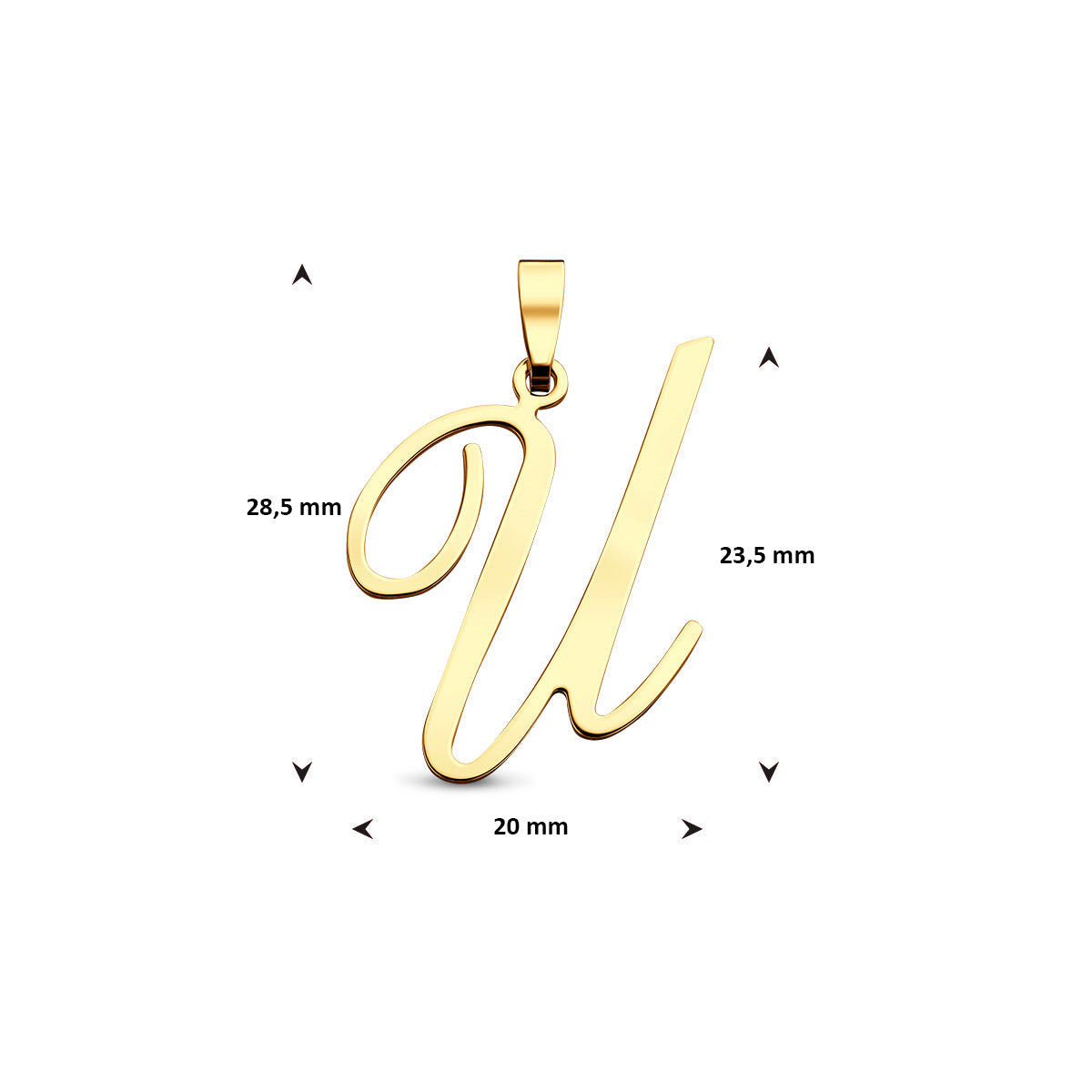 Hanger sierletter U 23,5 mm 14K geelgoud #Letter_U