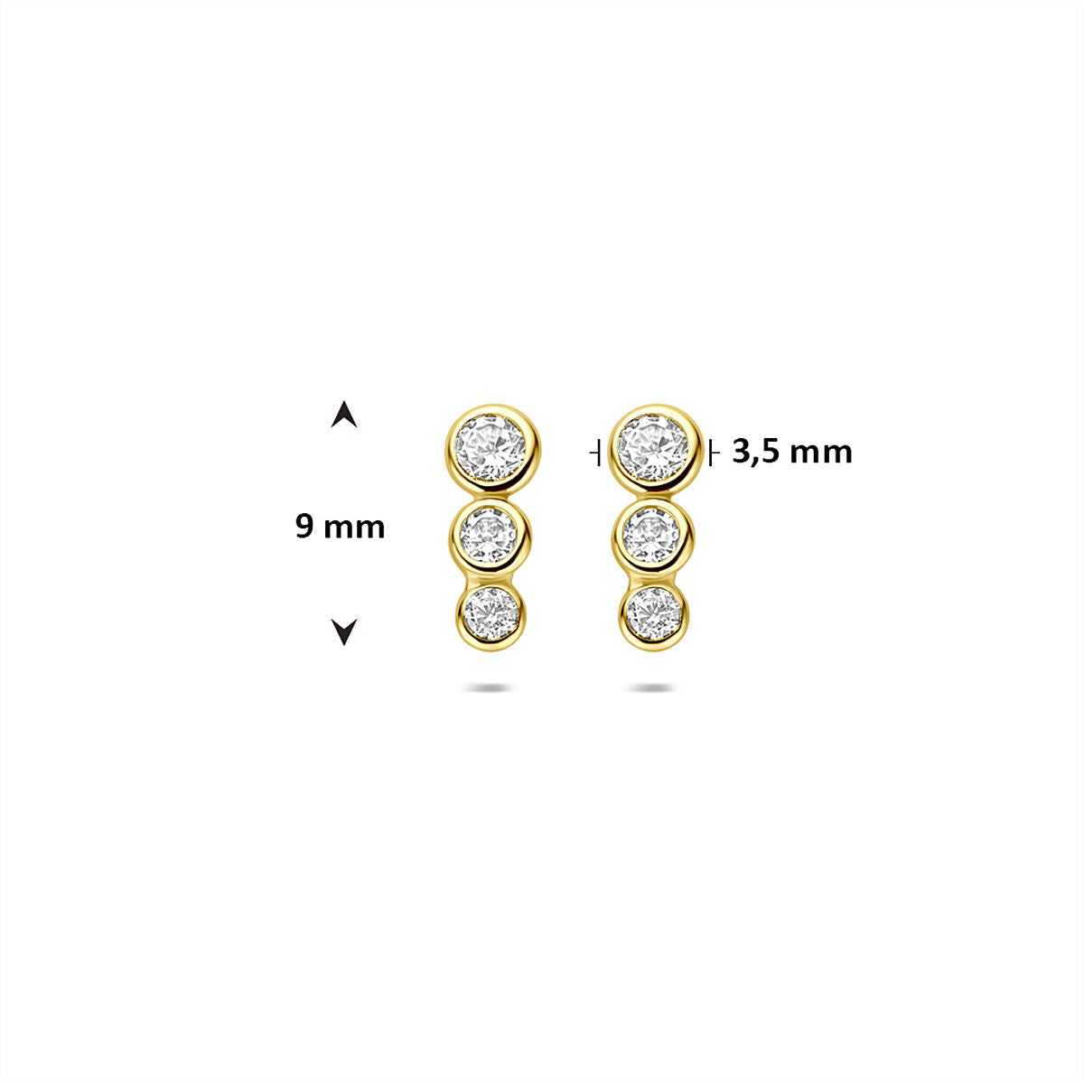 Fantasy Collection Oorbellen zirkonia 9 mm 9K geelgoud