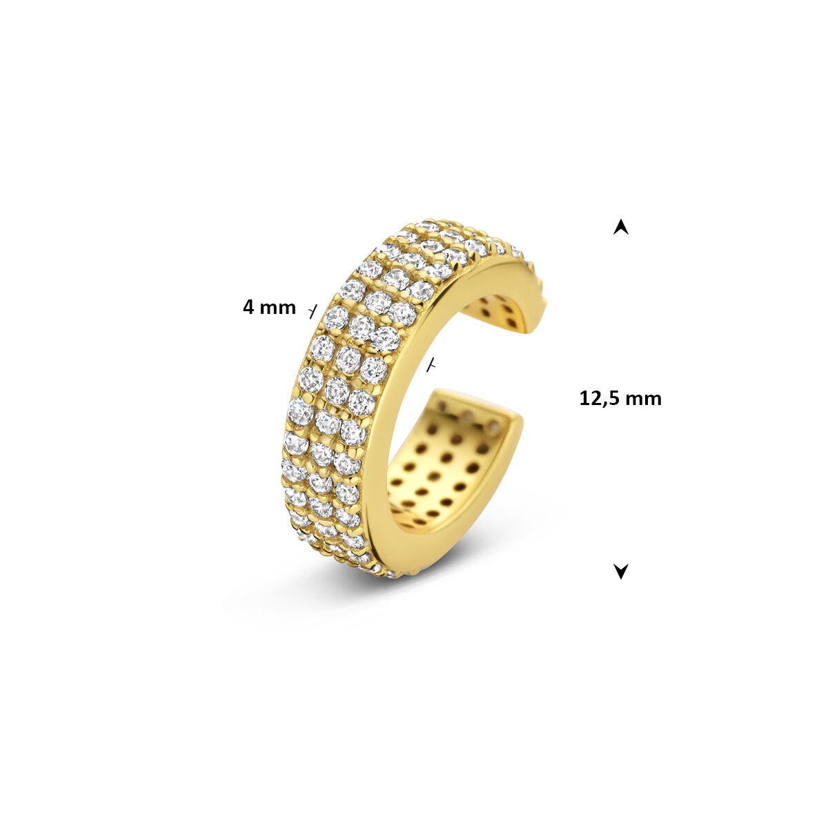 Fantasy Collection Ear cuff zirkonia 12,5 mm zilver verguld oorbellen