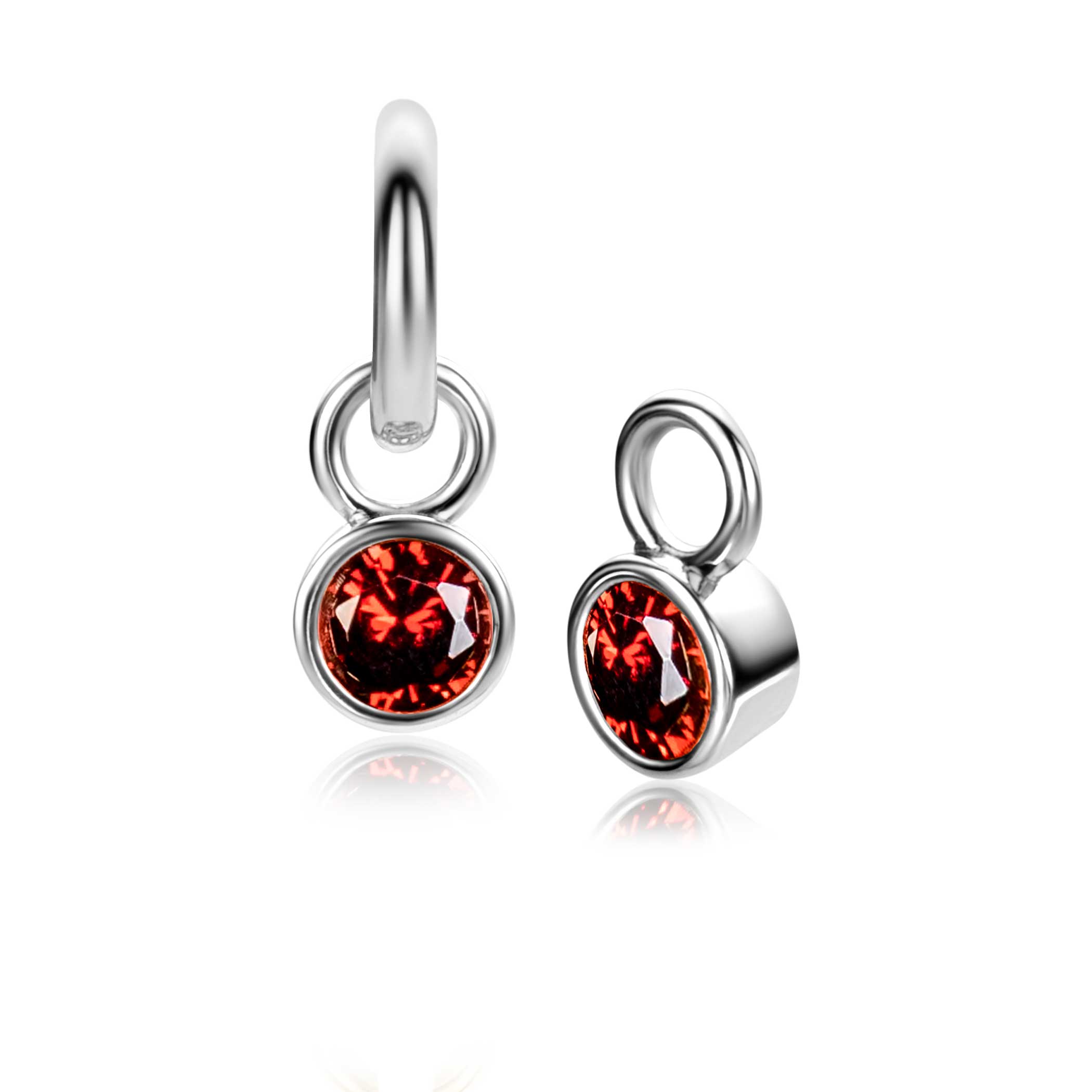 ZINZI JANUARI oorbedels zilver met geboortesteen rood granaat zirconia (excl. oorbellen)