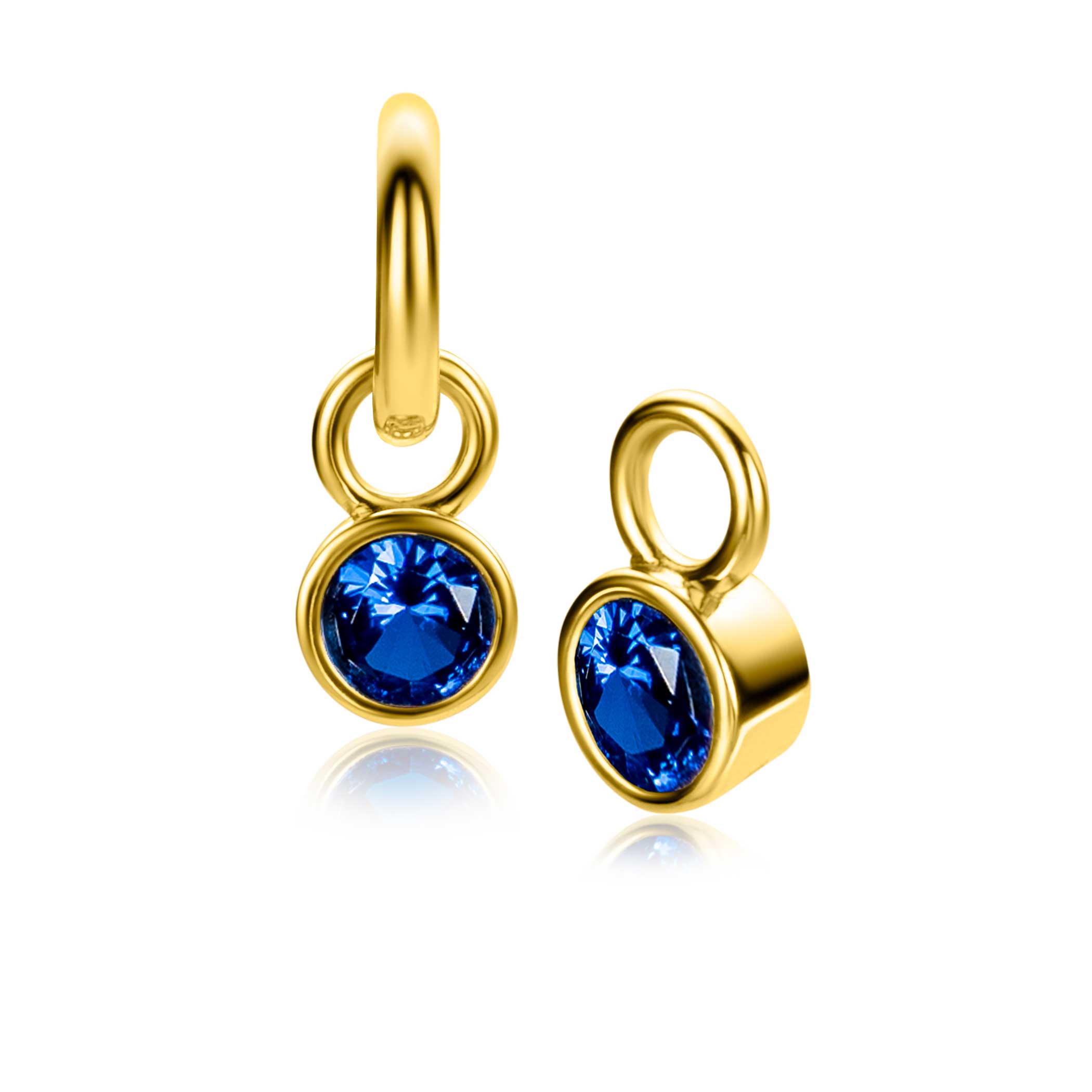 ZINZI SEPTEMBER oorbedels gold plated met geboortesteen blauw saffier zirconia (excl. oorbellen)