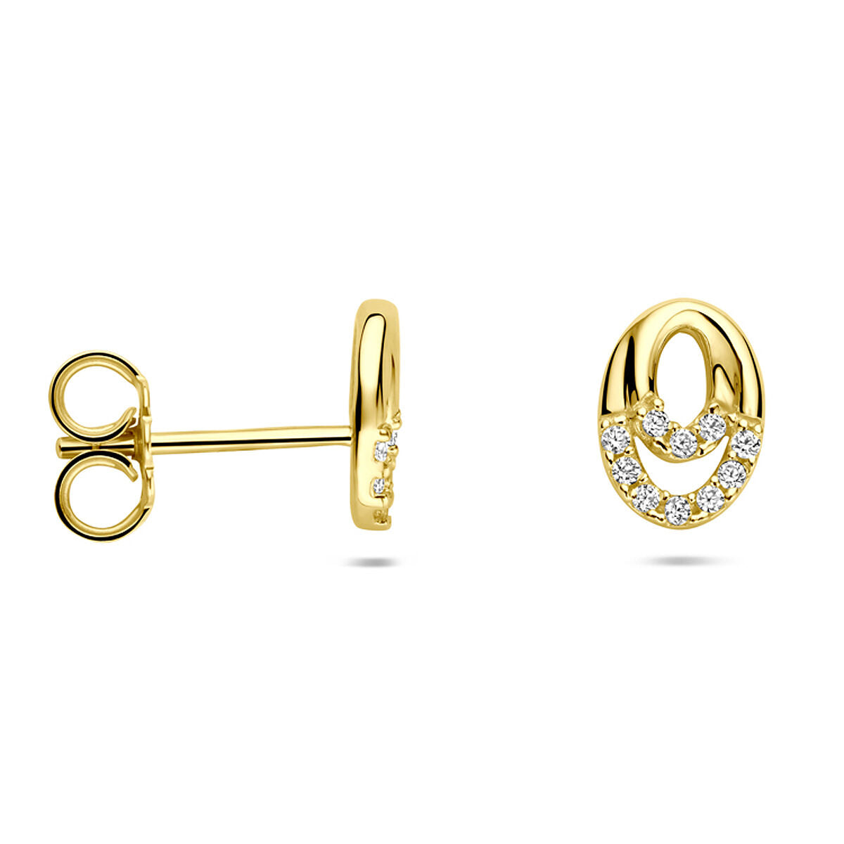 Fantasy Collection Oorbellen zirkonia 8 mm 14K geelgoud