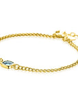 ZINZI gold plated zilveren gourmet armband met vierkante zetting bezet met indigo blauwe kleursteen 16-19cm ZIA2417G - PansiteNederland.nl