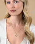 ZINZI gold plated zilveren anker ketting met luxe klaver hanger 15mm rondom bezet met witte zirconia's 45-48cm ZIC2617Y