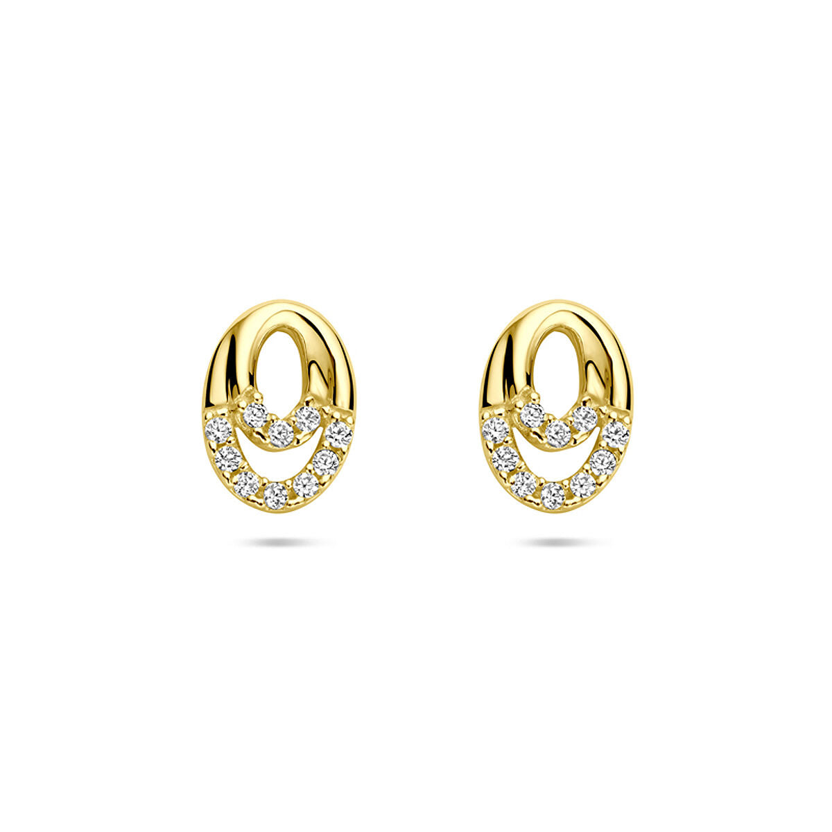 Fantasy Collection Oorbellen zirkonia 8 mm 14K geelgoud