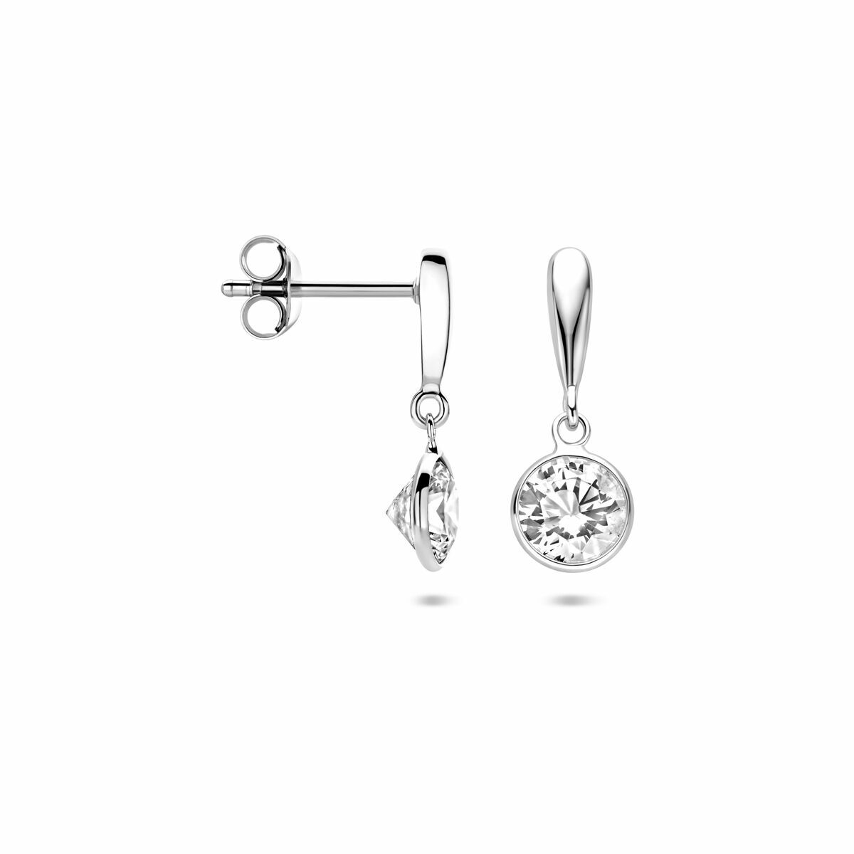 Zilveren gerhodineerde oorhangers zirkonia 18 mm - 1341724
