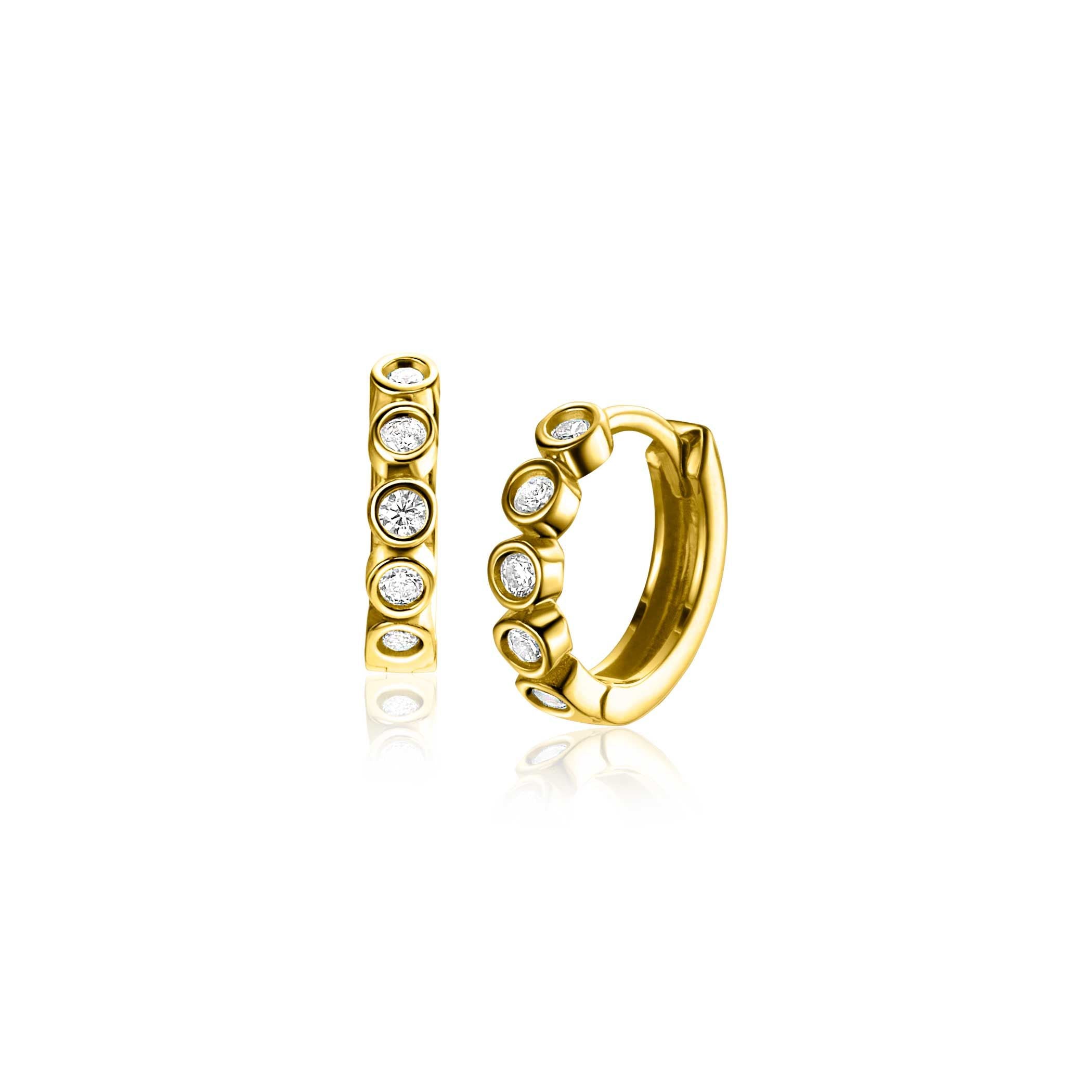 ZINZI 14K Gouden Oorbellen met Witte Zirkonia ZGO507