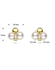 14K geelgouden oorknoppen parels en diamant 0.02ct 2x 0.01ct h si 9 mm - 4034539