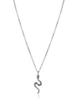 ZINZI Zilveren Ketting met Slang Hanger 27mm en Witte Zirkonia 42-45cm ZIC2721
