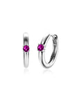 Zinzi oorringen JULI zilver met geboortesteen rood robijn zirkonia 13mm ZICRZ-JUL - PansiteNederland.nl