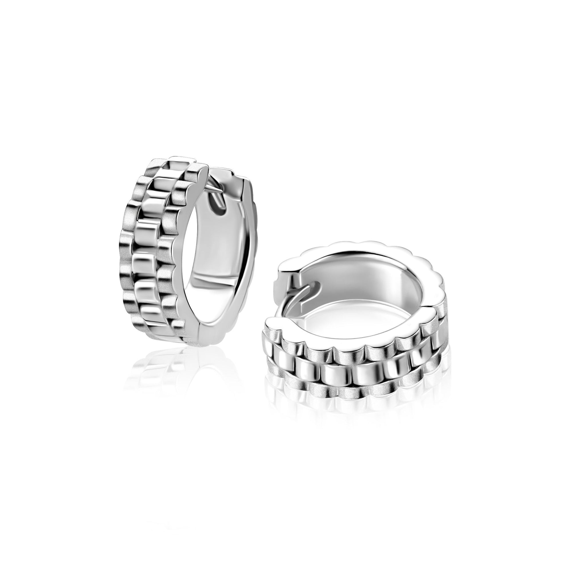 ZINZI zilveren rolex-style oorringen met luxe scharniersluiting 15mm (5mm breed) ZIO2736 - PansiteNederland.nl