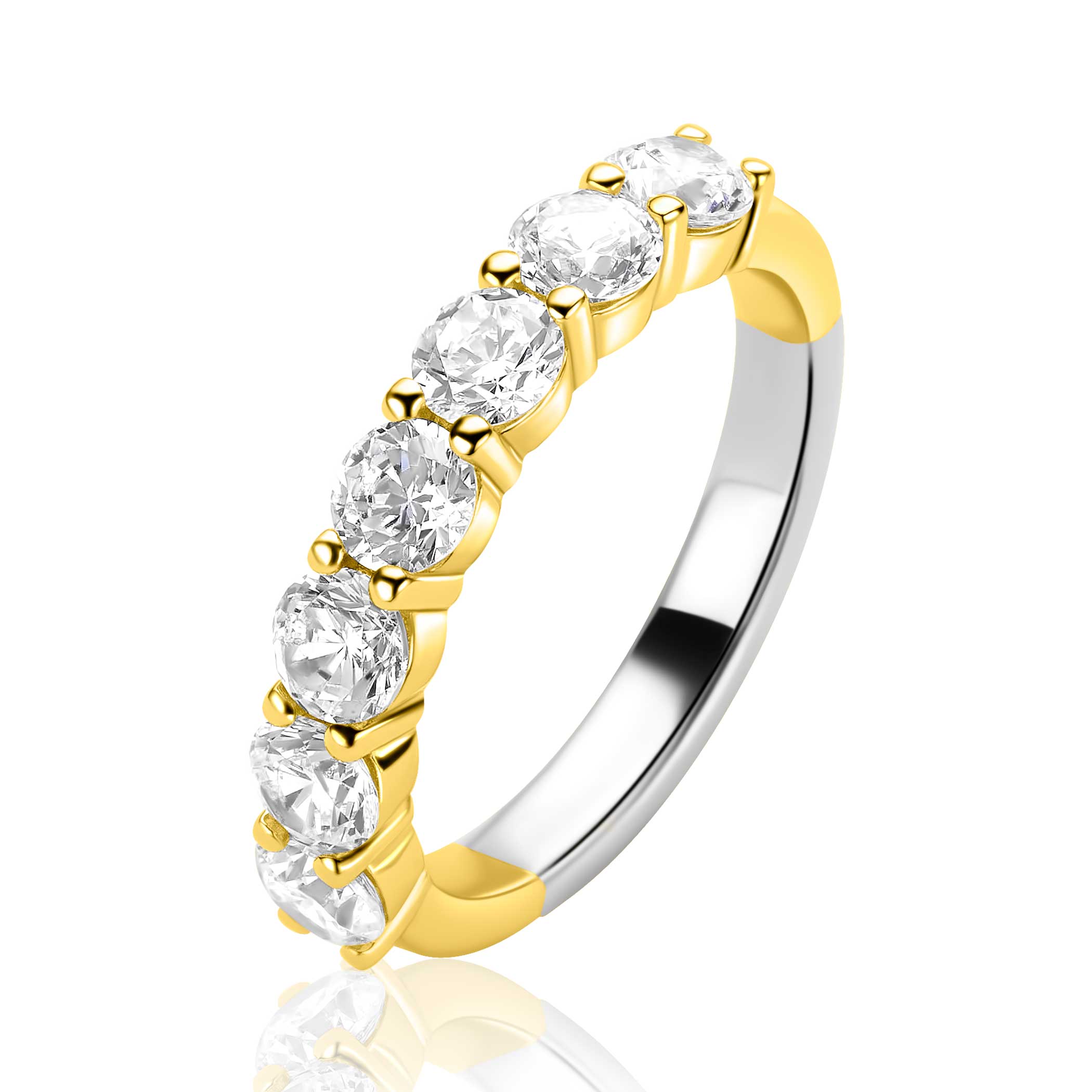 ZINZI Verguld Zilveren Ring met Witte Zirkonia - ZIR2808